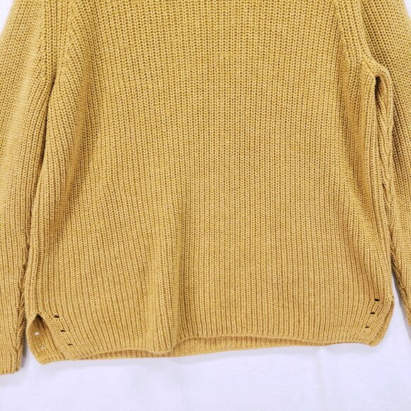 Coldwater Creek Mustard Yellow Knit Relaxed V Neck Fall Sweater Size L - Picture 13 of 13
